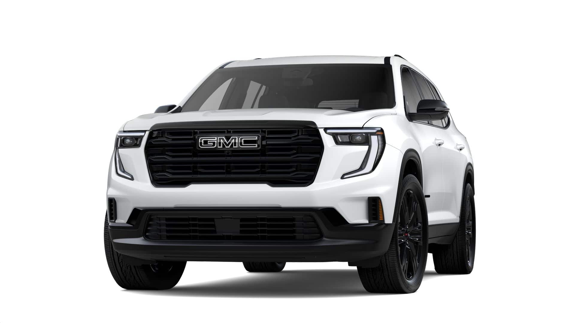 2026 GMC Acadia Elevation in Summit White — front three-quarter view
