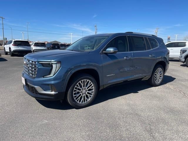 2026 GMC Acadia Denali in Downpour Metallic — front three-quarter view