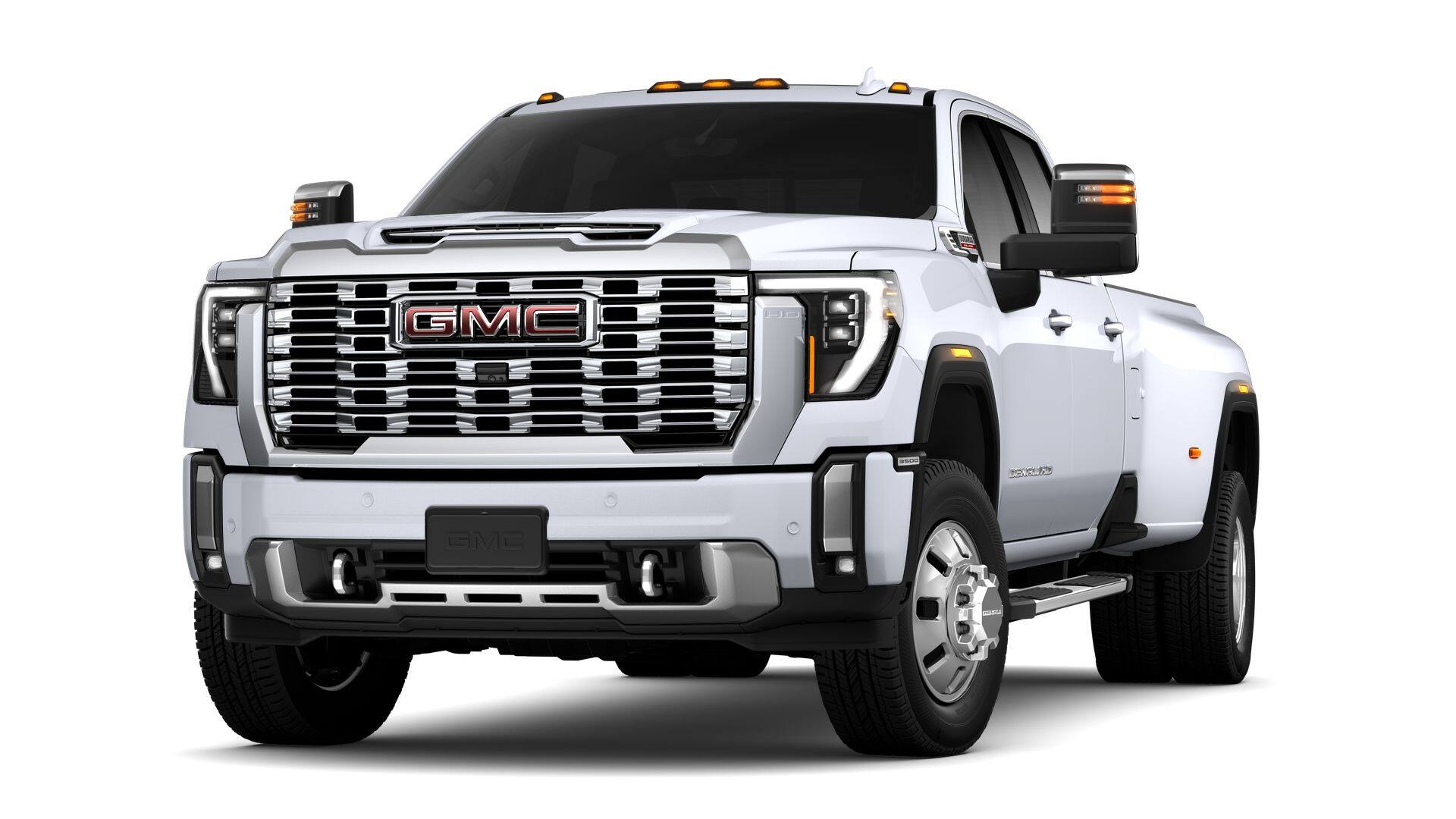 2026 GMC Sierra 3500 HD Denali DRW in Glacier White Tricoat — front three-quarter view